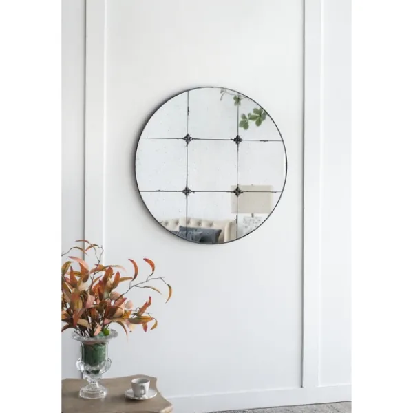 Decorative Mirrors-Kirkland's Home Antique Black Floral Panel Round Mirror
