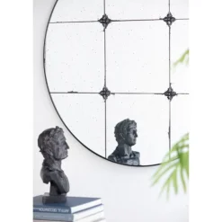 Decorative Mirrors-Kirkland's Home Antique Black Floral Panel Round Mirror