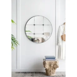 Decorative Mirrors-Kirkland's Home Antique Black Floral Panel Round Mirror