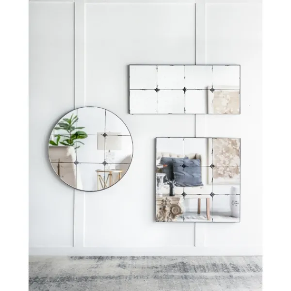 Decorative Mirrors-Kirkland's Home Antique Black Floral Panel Rectangle Mirror