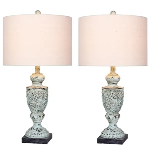 Table Lamps-Kirkland's Home Antique Blue Decorative Urn Table Lamps, Set Of 2 Ivory