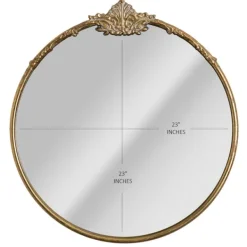 Decorative Mirrors-Kirkland's Home Antique Brass Metal Ornate Round Mirror