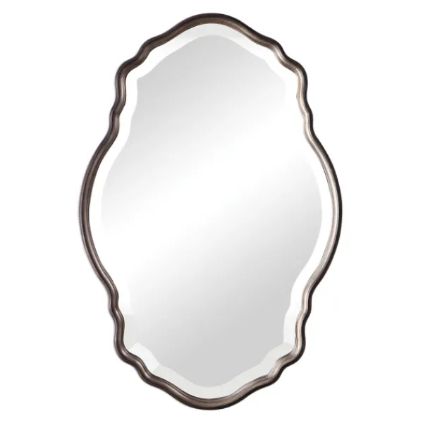 Decorative Mirrors-Kirkland's Home Antique Bronze And Silver Curved Wooden Mirror
