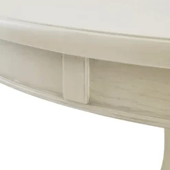 Dining Tables-Kirkland's Home Antique Cream Wood Pedestal Round Dining Table