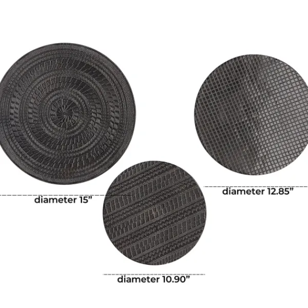 Wall Plaques-Kirkland's Home Antique Dark Geometric 3-Pc. Wall Plaque Set Brown/Black