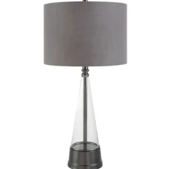 Table Lamps-Kirkland's Home Antique Dark Nickel Cone Base Table Lamp Gray