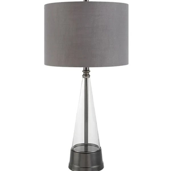 Table Lamps-Kirkland's Home Antique Dark Nickel Cone Base Table Lamp Gray