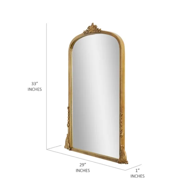 Decorative Mirrors-Kirkland's Home Antique Gold Metal Baroque Arch Wall Mirror