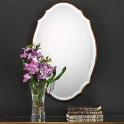 Decorative Mirrors-Kirkland's Home Antique Gold Rounded Edge Wood Wall Mirror