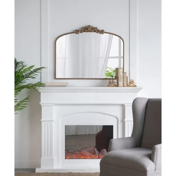 Decorative Mirrors-Kirkland's Home Antique Gold Studded Floral Scroll Mirror