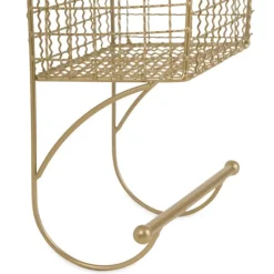 Wall Storage-Kirkland's Home Antique Gold Wire Basket Towel Rack