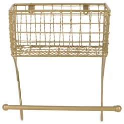 Wall Storage-Kirkland's Home Antique Gold Wire Basket Towel Rack