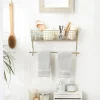 Wall Storage-Kirkland's Home Antique Gold Wire Basket Towel Rack, 17 In.