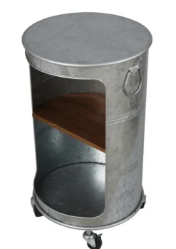 Accent & End Tables-Kirkland's Home Antique Round Rolling Galvanized Accent Table Gray