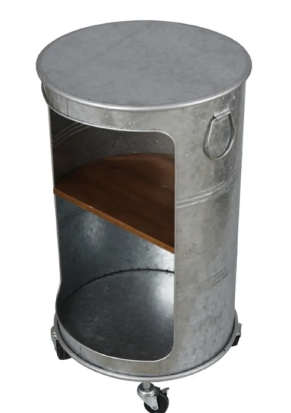Accent & End Tables-Kirkland's Home Antique Round Rolling Galvanized Accent Table Gray