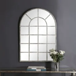 Framed Mirrors-Kirkland's Home Antique Rustic Arch Windowpane Mirror