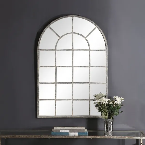 Framed Mirrors-Kirkland's Home Antique Rustic Arch Windowpane Mirror