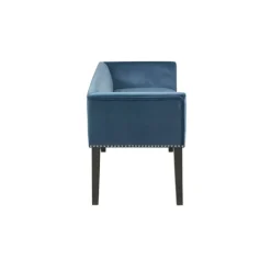 Benches & Ottomans-Kirkland's Home Antique Sapphire Low Back Upholstered Bench Blue
