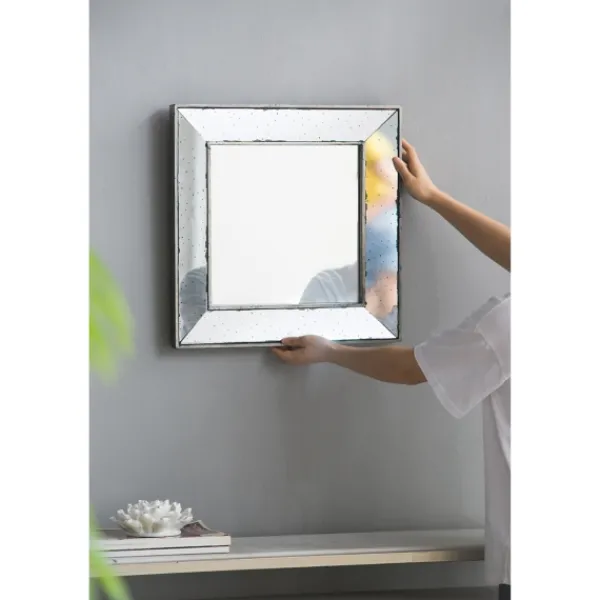 Decorative Mirrors-Kirkland's Home Antique Silver Glass Square Frame Mirror