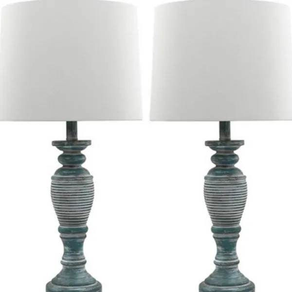 Table Lamps-Kirkland's Home Antique Spun Center Table Lamps, Set Of 2 Blue