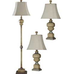 Table Lamps-Kirkland's Home Antique Statue Floor And Table Lamps, Set Of 3 Tan