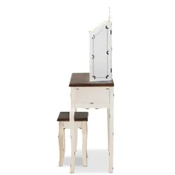 Armoires-Kirkland's Home Antique White And Walnut 2-Pc. Vanity Set
