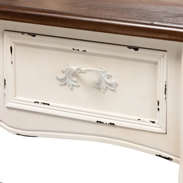 Armoires-Kirkland's Home Antique White And Walnut 2-Pc. Vanity Set