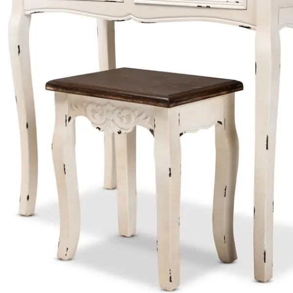 Armoires-Kirkland's Home Antique White And Walnut 2-Pc. Vanity Set