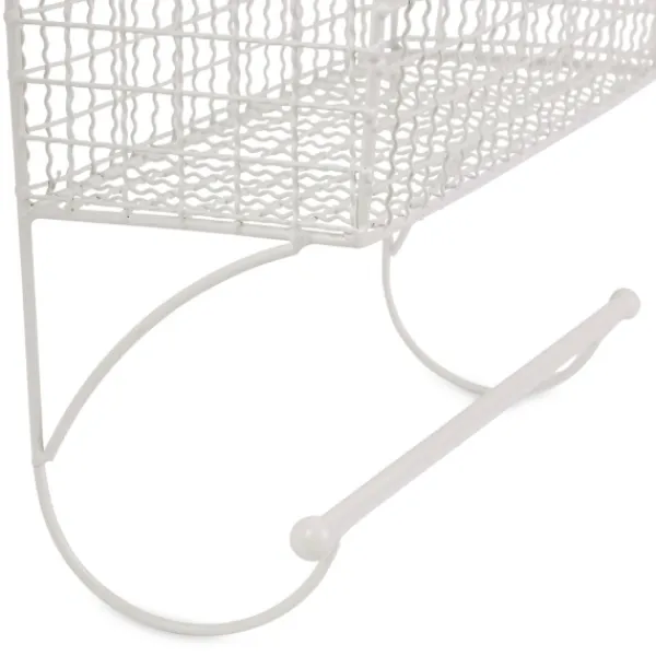 Wall Storage-Kirkland's Home Antique White Wire Basket Towel Rack, 17 In.