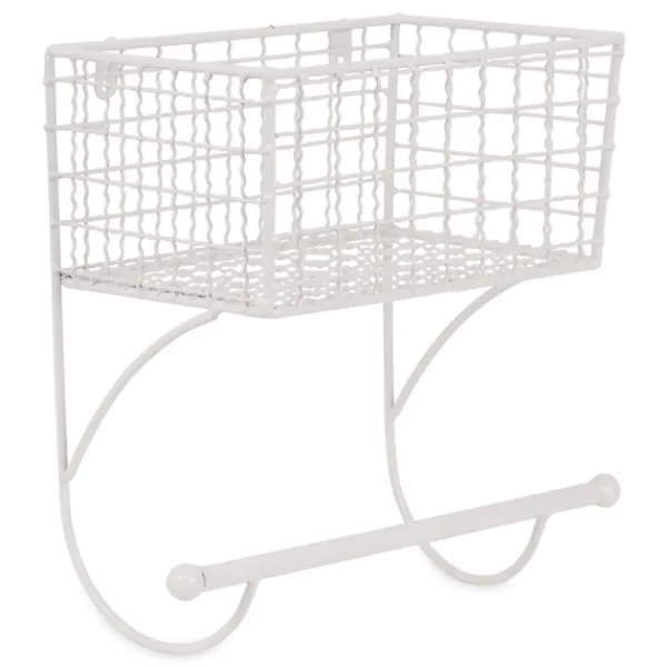 Wall Storage-Kirkland's Home Antique White Wire Basket Towel Rack