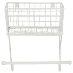 Wall Storage-Kirkland's Home Antique White Wire Basket Towel Rack