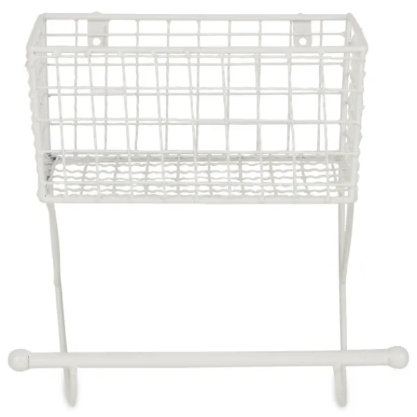 Wall Storage-Kirkland's Home Antique White Wire Basket Towel Rack