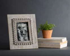 Picture Frames-Kirkland's Home Antique White Wood Beaded Picture Frame, 4X6
