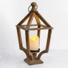 Lanterns-Kirkland's Home Antique Wood Footed Lantern Brown