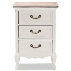 Nightstands-Kirkland's Home Antique Wooden 3-Drawer Nightstand White