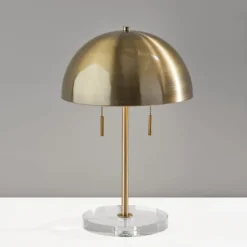 Table Lamps-Kirkland's Home Antiqued Brass Dome Shade Table Lamp Gold