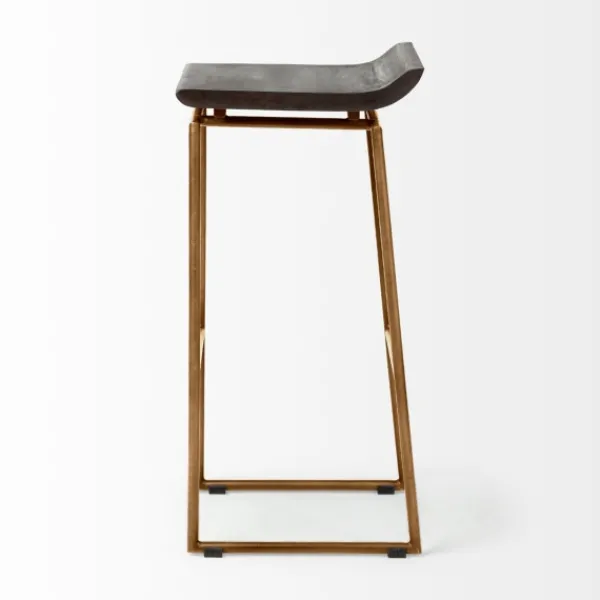 Bar Stools & Counter Height Stools-Kirkland's Home Antiqued Gold Frame Modern Bar Stool Gold/Brown