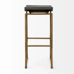 Bar Stools & Counter Height Stools-Kirkland's Home Antiqued Gold Frame Modern Bar Stool Gold/Brown