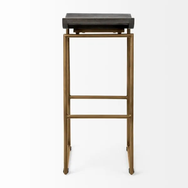 Bar Stools & Counter Height Stools-Kirkland's Home Antiqued Gold Frame Modern Bar Stool Gold/Brown