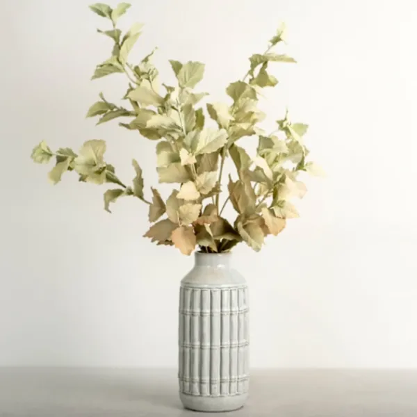 Arrangements & Greenery-Kirkland's Home Antiqued Leaves Arrangement In White Vase Green/White