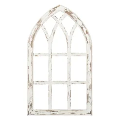 Wall Plaques-Kirkland's Home Antiqued Window Pane Arch Plaque White