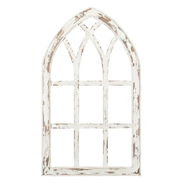 Wall Plaques-Kirkland's Home Antiqued Window Pane Arch Plaque White