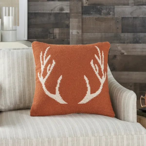 Pillows-Kirkland's Home Antlers Cotton Throw Pillow Orange