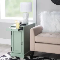 Nightstands-Kirkland's Home Aqua Accent Table With Charging Station Blue
