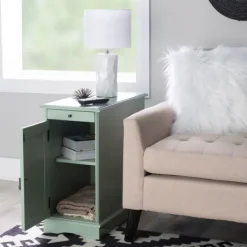 Nightstands-Kirkland's Home Aqua Accent Table With Charging Station Blue