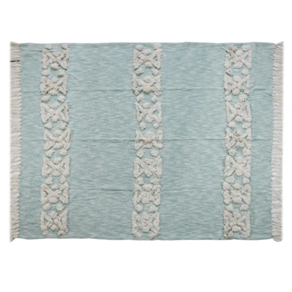 Blankets & Throws-Kirkland's Home Aqua Blue Aztec Fringe Throw Blue/Ivory