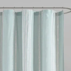 Shower Curtains-Kirkland's Home Aqua Cotton Jacquard Shower Curtain Blue