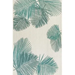 Outdoor Rugs-Kirkland's Home Aqua Forest Leaf Indoor/Outdoor Area Rug, 6X9 Green/White