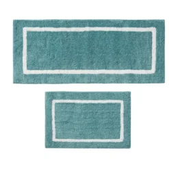 Bathroom Rugs-Kirkland's Home Aqua Geometric Pattern Reversible Bath Mat, 60 In Green/White