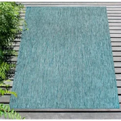 Outdoor Rugs-Kirkland's Home Aqua Intertwine Indoor/Outdoorr Area Rug, 6X9 Blue